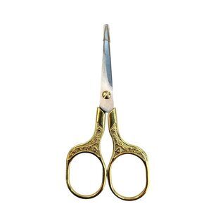 Stainless Steel 5" Embroidery Sewing Scissors With Intricate Design Gold-Silver